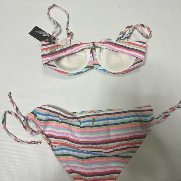NWT JUICY COUTURE BEACHSIDE TUNNEL PANTS 8 MOULDED BRA SWIMSUIT SET SZ S - Picture 2 of 6